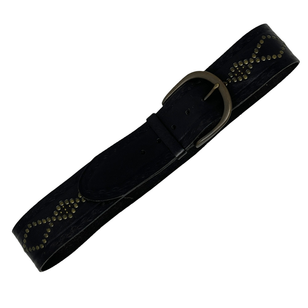 Fossil Western Studded Black Leather Belt Belt Medium